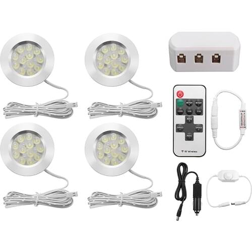 4pcs White Interior LED Spot Light Lamp With LED Controller For 12V Camper Van Caravan Motorhome Boat Accessories Parts