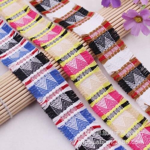 5 yards Colorful Double Edge Tassle Ribbon for DIY Ethnic Clothing Luggage Curtain Trims Craft Accessories