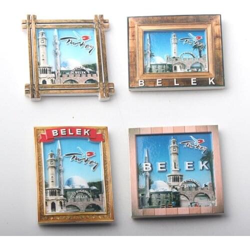 6pcsHot Selling Newest City Center Belek Turkey Refrigerator Magnetic Sticker 3D Resin Handmade Fridge Magnets Tourism Souvenir