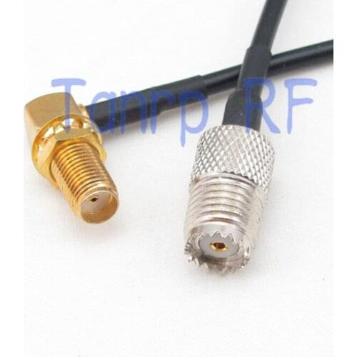 8in mini UHF female SO-239 to SMA female right angle RF connector adapter 20CM Pigtail coaxial jumper cable RG174 extension