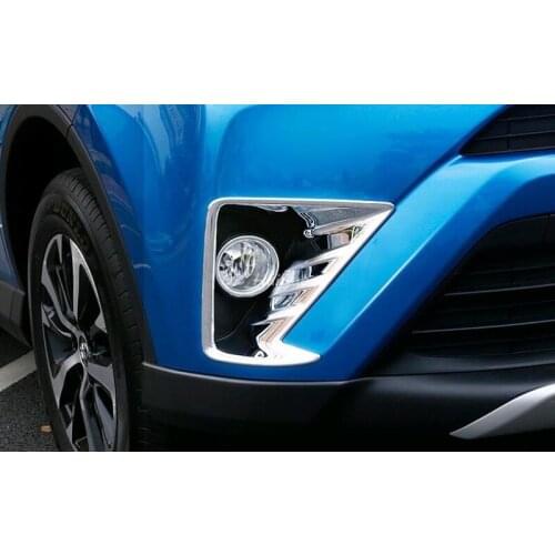 Car styling For Toyota RAV4 2016 2017 Chrome Front Fog Light Lamp Cover Trim Bezel Garnish