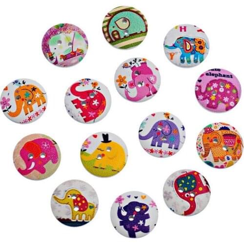SHINE Wooden Sewing Buttons Scrapbooking Round Mixed Two Holes Pattern 20mm Dia. 30PCs Costura Botones Decorate bottoni botoes