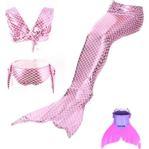 Little Mermaid Tails for Swimming Costume Mermaid Tail Cosplay Girls Swimsuit Kids Children Swimmable suit Monofin