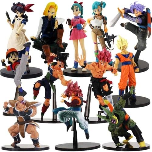 12-24cm Dragon Ball Saiyan Son Goku Piccolo Cell Vegeta Torankusu Chichi Anime PVC Action Figure Collectible Model Toy Doll