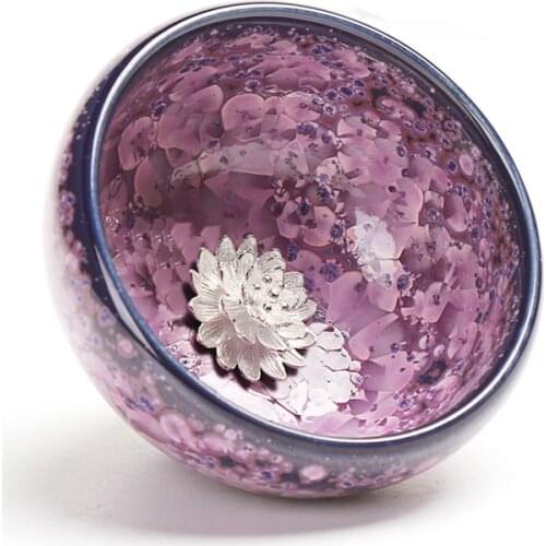 Ceramic tea set, tea bowl, single cup, colorful kiln, change cup, Tianmu glaze, master built whitebait tea cup, exquisite gift