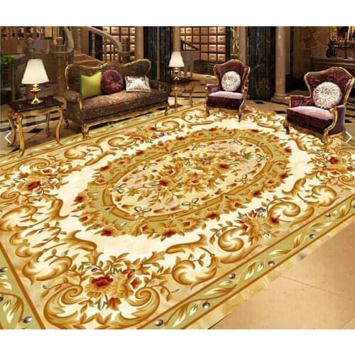 European style carpet non-slip waterproof self-adhesive bedroom 3D floor tiles Custom home bathroom 3D wallpaper