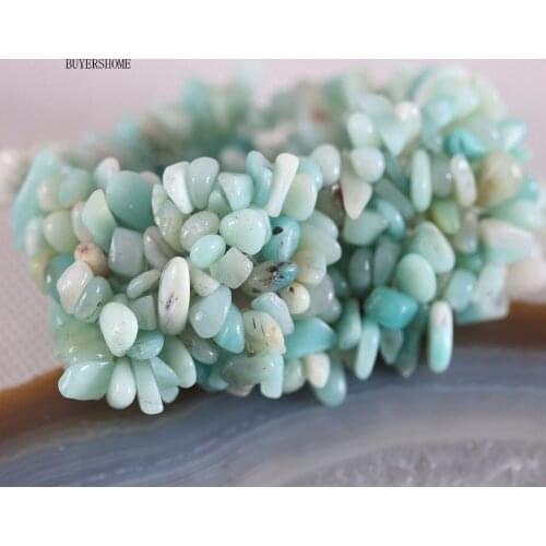 Free Shipping Fashion Jewelry Stretch Blue Amazonite Weave Chip Bracelet 7" 1Pcs H045