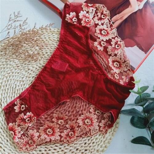 Fashion female underwear sexy perspective color flowers underwearCX21