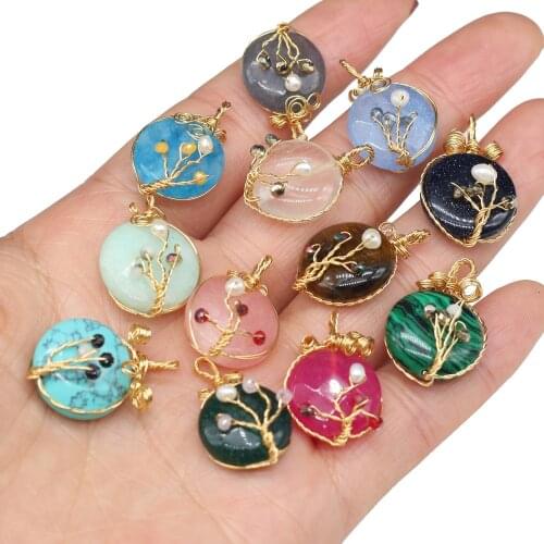Natural Stone Pendant Winding Pearl Ornament For Jewelry Making Charms DIY Necklace Earrings Bracelet Anklet Accessory