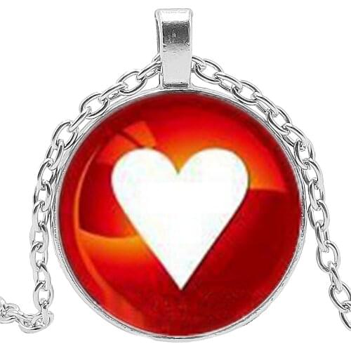 2019 New Playing Cards Color Necklace Jewelry Pendant Crystal Convex Round Glass Necklace Gift