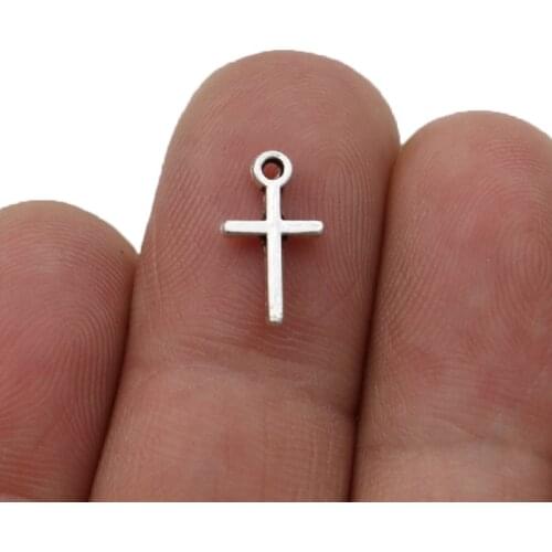 40pcs Antique Silver Plated Cross Jesus Charms Pendants for Jewelry Making Bracelet DIY Accessories 12x8mm