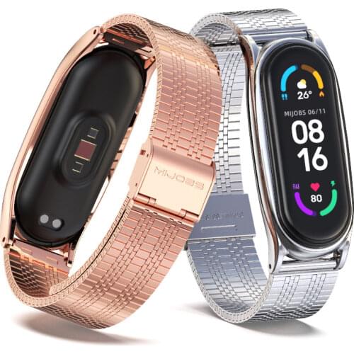 Strap for Mi Band 6 5 4 3 Metal Bracelet On Mi Band 5 Wristband Stainless Steel Mi Band 4 3 Strap For Xiaomi Miband 6 5 4 Xaomi