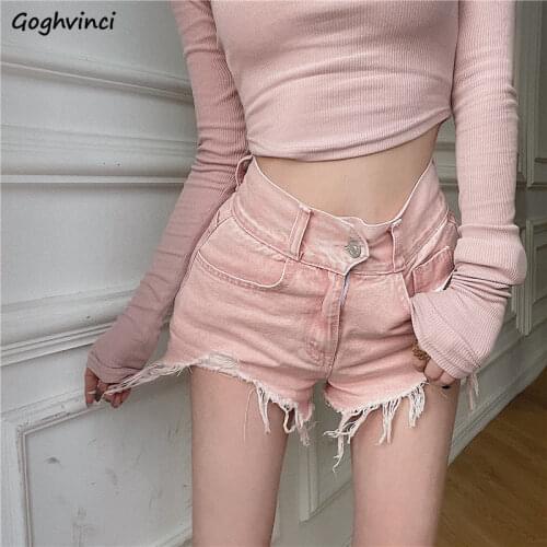 Shorts Women Asymmetrical Summer Pink Fashion Tassel Streetwear Sweet High Waist Loose Bottom Casual All-match Girls Ins Sexy