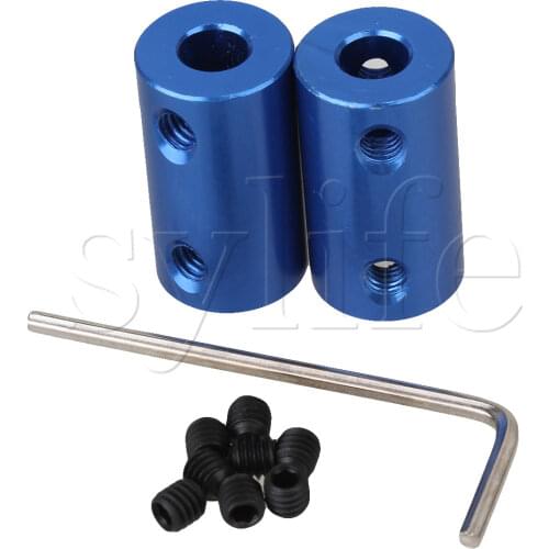 2pcs Shaft Rigid Motor Wheel Coupling Coupler Blue Aluminum Casing 6 x 6mm