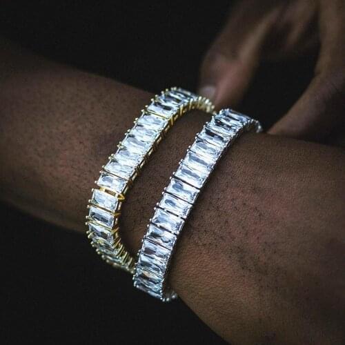 Top quality Iced out bling 5A cubic zirconia rectangle bracelet for hiphop women men new fashion wedding jewelry gift wholesale