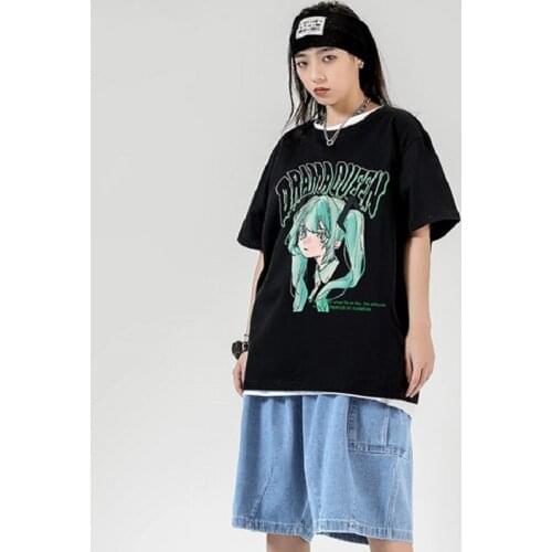 Weet Punk Women Summer 2021 Pure Cotton Korean Ins Japanese Harajuku Style Hot Anime Print Loose Student Short Sleeve Shirt