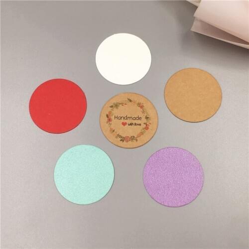 100Pcs/Lot Multi Color New Gift Tags Blank Printed Tags Jewelry Party Gift Cards Wedding Decorate Tag Round Shape Custom Logo