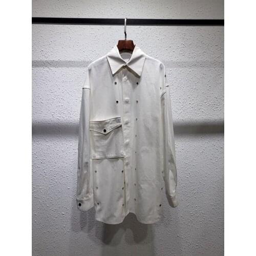 Autumn 9.24 2021 Early New Removable Pocket Loose Casual Denim Blouse Jacket Coat Comfortable Fashion White Shirt Women