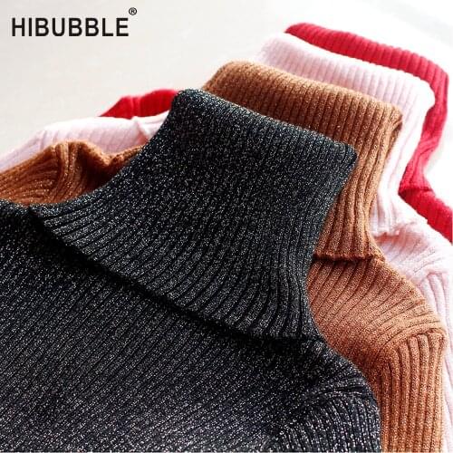 Glitter Turtleneck Sweater Women Pullover High Elasticity Knitted Ribbed Jumper Womens Sweaters 2018 Winter Autumn Basic Sweater