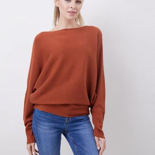 2020 Sweaters for Women Explosive Womens Knitwear One-neck Bat Shirt Pullover Loose Threaded Top Long Sleeve Woman Sweaters