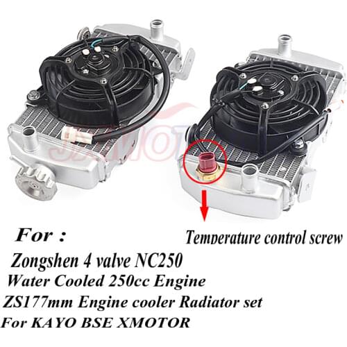 Zongshen 4 valve NC250 water cooled 250cc engine radiator xmotos apollo water box with fan accessories For KAYO BSE motorcycle