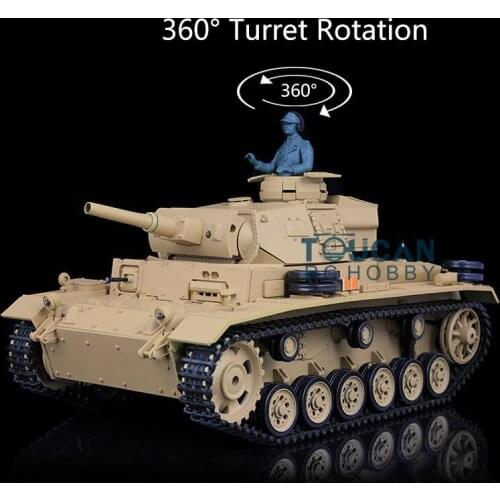 2.4G Heng Long 1/16 6.0 Plastic German Panzer III H RTR RC Tank 3849 360° Turret TH12552
