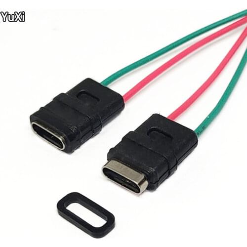 2Pcs USB Type C Waterproof Connector Welding Wire Female Socket High Current Fast Charging Type -c Female Port Charging Jack