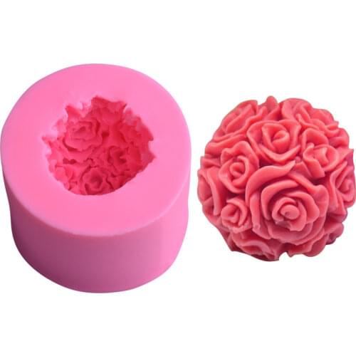 Handmade Candles DIY Silicone Mold 3D Wax Form Making Rose Aromatherapy Gypsum Ball Mould Candles Supplies