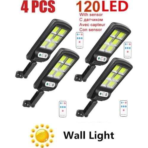 4pcs tabular oblong LED solar light solar power lantern PIR motion Sensor garden lamp 120LED outdoor indoor home waterproof IP65