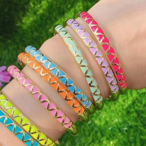 5 Pcs Enamel Bangle Mix color Jewelry bangle fashion Gold color metal Bangle jewelry for women jewelry Women bangle 51710