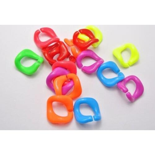 50 Mixed Color Acrylic Flat Twist Open Ring Beads 20X20mm Connector link Chain For Necklace Bracelet