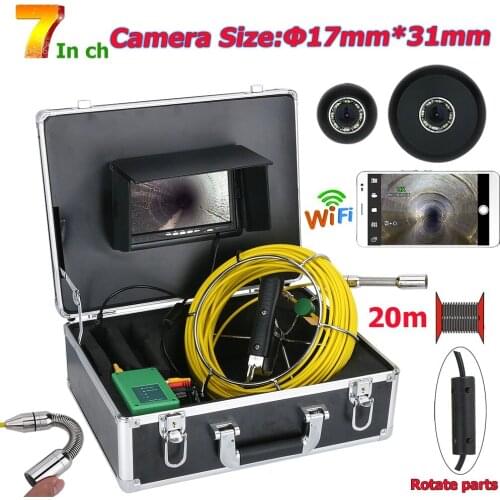 7inch WiFi Wireless DVR 17MM Pipe Inspection Video Camera, 20M 30M 40M IP68 Waterproof Drain Pipe Sewer Inspection Camera