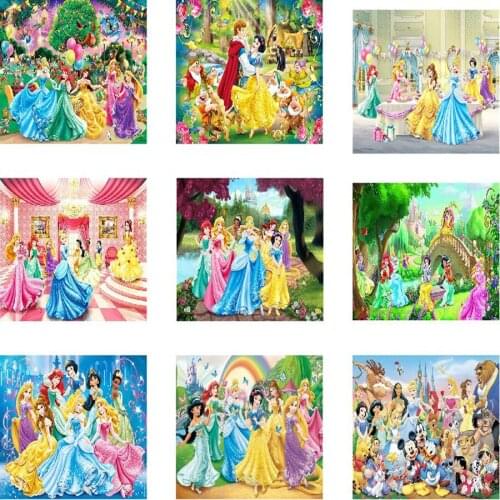 Disney 5D Diamond Painting Princess Series Cross Stitch Kits Diamond Embroidery Full Mosaic Home Decor Painting Art Gift