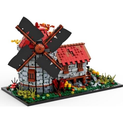 Authorized 2064Pcs MOC-58912 Modular Medieval Windmill Architectural Bricks Model Building Block Kit -by Peeters Kevin