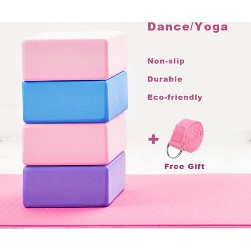 Pilates Block EVA Yoga Bricks Bolster Pillow Cushion Sport Yoga Strap Belt Workout Cubes 15*7.5*23cm