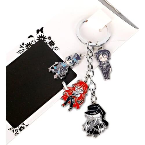 Cartoon Black Butler Sebastian Michaelis Ciel Phantomhive maylynn metal pendant figure key chain key ring