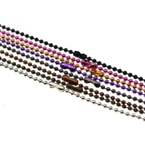 10pcs 2.4mm Metal Ball Bead Link Chains Necklace Bulk with End Clasp Gold /Black/Silver Plated For DIY Necklace Jewelry Making