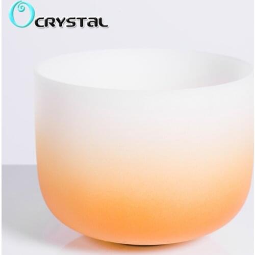 10" Orange Half Color D Note Sacral Chakra Quartz Crystal Singing Bowl Musical Instruments - Meditation and Healing