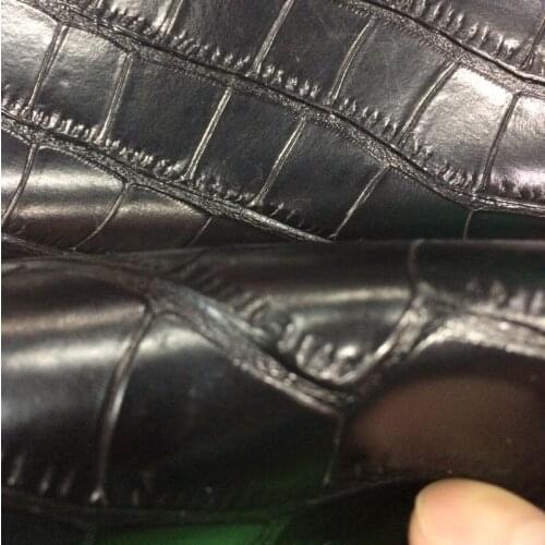 Black Genuine split cow leather crocodile embossed sale by whole piece