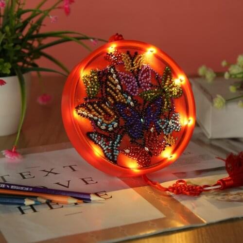 LED Decor Light Butterfly DIY Drill Diamond Painting Night Lamp Hanging Ornament Pendant Home Desk Decor for Car Living Room