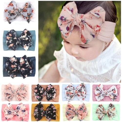 Spring Summer Baby Headband Cute Flower Print Elastic Kids Hair Band For Girls Infant Toddler Turban Baby Hair Accessories