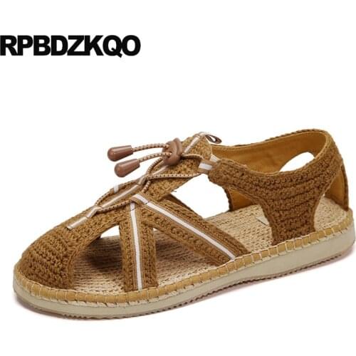 Designer Shoes Men High Quality Espadrilles Woven Nice Outdoor Summer Closed Toe Brown Strap Sandals Fisherman Breathable Rope