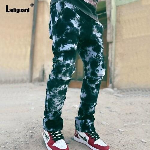 Men Jeans Wide Leg Denim Pants 2021 Spring Autumn Slim Bottoms Pant Large Size Male Patchwork Tie Dry Denim Jeans Loose Trousers