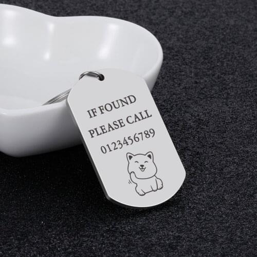 Dog ID Tag Personalized Keychain Customized Keychains Tel Number Engraved Custom Key Chain for Cute Pets Anti-lost Keyring