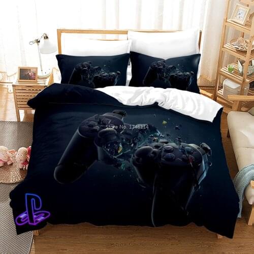 Playstation Gamepad Bedding Set 3D Printed Game Controller Duvet Cover Set Bed Linens Home Textile for Kids Adults Bedroom Decor