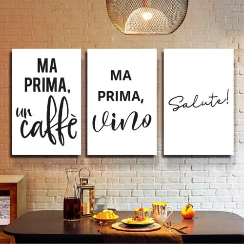 Italian Typographic Prints Poster Coffee Wine Quotes Wall Art Cheers Bar Canvas Painting Minimalist Wall Pictures Kitchen Decor