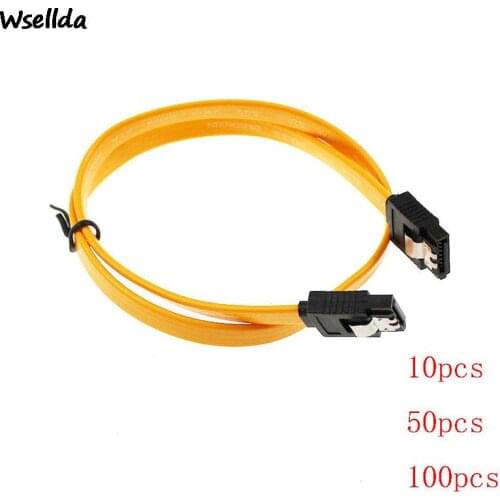 10pcs 50pcs 100pcs 40cm Serial SATA 3 RAID Data HDD Hard Drive Disk Signal Cables Yellow Straight High Speed SATA 2 Data Cable