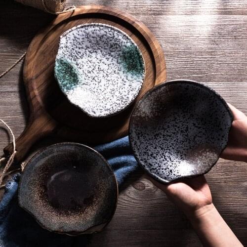 Japanese Shaped Ceramic Western Steak Ramen Plate Modern Home Marble Fruit Dessert Main Meal Sushi Salad Plate Kitchen Tableware