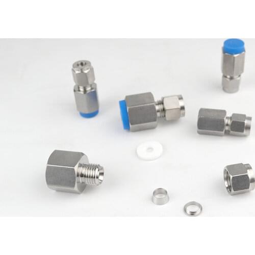 G 1/8" 1/4" 3/8" 1/2" BSPP Female x 1/8" 1/4" 3/8" 1/2" Tube Double Ferrule Compression Union Connector 304 Stainless Steel