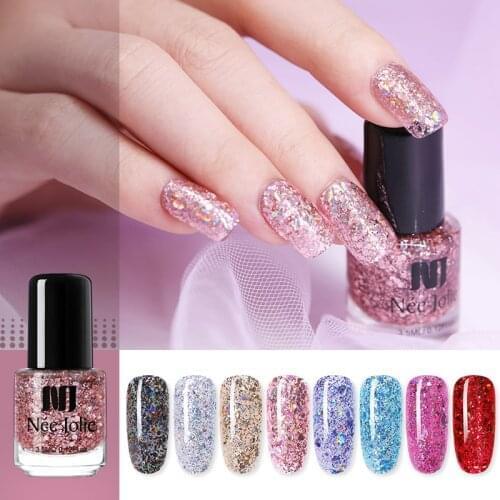 NEE JOLIE 3.5ml Nail Polish Rose Gold Glitter Platinum Nail Art Polish Shell DIY Glitter Nail Art Varnish Nail Art Nail Art